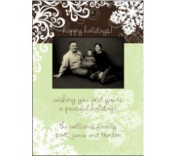 Classy Snowflakes on Brown Photo Christmas Card
