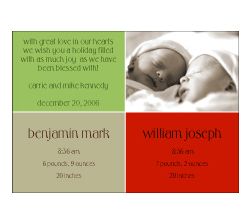 Darling Divide Twins Holiday Birth Announcement