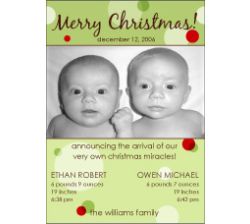 Delicious Dots Twins Holiday Birth Announcement