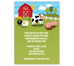 Barnyard Farm Fun Birthday Invitation, 16 count