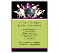 Bowling Party Purple Invitation, 16 count