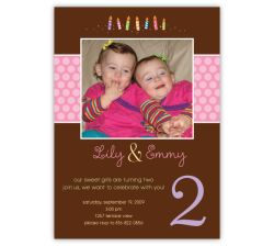 Chocolate Candles Photo Birthday Invitation Pink, 16 count