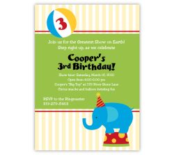 Circus Elephant Birthday Invitation, 16 count