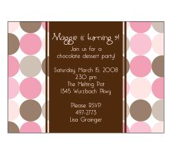 Disco Dots Pink & Brown Party Invitation, 16 count