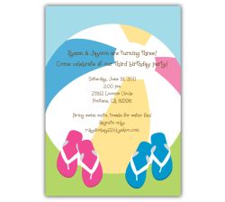Flip Flops on Beach Ball Party Invitation, 16 count