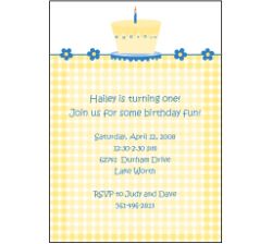 Cute Cake in Blue Birthday Invitation, 16 count